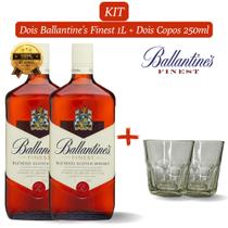 Kit 2 Whisky Balantine's Finest 1.000ml com 2 Copos de Vidro de 250ml para Whisky