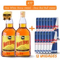 Kit 2 Whisky White Horse 700ml com 12 unidades de Energético RedBull de 250ml