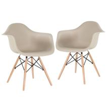 KIT - 2 x cadeiras Charles Eames Eiffel DAW com braços - Base de madeira clara -