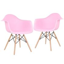 KIT - 2 x cadeiras Charles Eames Eiffel DAW com braços - Base de madeira clara -