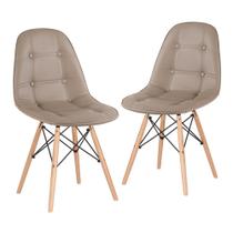 KIT - 2 x cadeiras estofadas Eames Eiffel Botonê - Base de madeira clara