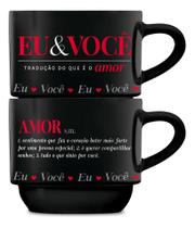 Kit 2 Xícara Porcelana Presente Amor Namorados 210ml