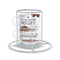 Kit 2 Xícaras 150ml C/ Suporte Não faço questão, faço café! Kit 2 Xícaras 150ml C/ Suporte Não faço questão, faço café!