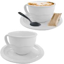 Kit 2 Xícaras Caneca com Pires Branco Melamina 200ml Café