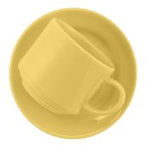 Kit 2 Xícaras Com Pires Biona Amarelo Oxford Cerâmica 180ml