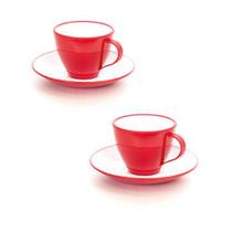 Kit 2 Xicaras de Café Chá Duo Com Pires 110ml Plástico Resistente para Cozinha Plasútil Kit 2 Xicaras de Café Chá Duo Com Pires 110ml Plástico Resistente para Cozinha Plasútil