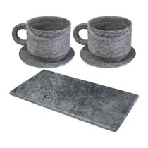Kit 2 Xícaras De Café Com Pires Pedra Sabão Servir Decorar.