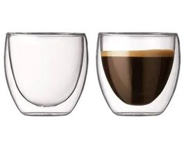 Kit 2 Xícaras De Café Parede Dupla Vidro 80ml Kit 2 Xícaras De Café Parede Dupla Vidro 80ml