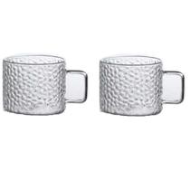 Kit 2 Xicaras de Vidro Transparente 130ml Caneca Café Luxo Kit 2 Xicaras de Vidro Transparente 130ml Caneca Café Luxo