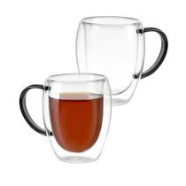 Kit 2 Xícaras Em Vidro Borossilicato Parede Dupla 350ml Preta Kit 2 Xícaras Em Vidro Borossilicato Parede Dupla 350ml Preta