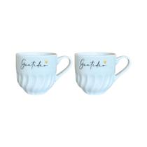 Kit 2 Xícaras Porcelana Suspiro Branca Gratidão 200 Ml