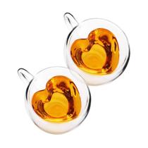 Kit 2 Xícaras Vidro Coração 80ml Conjunto Canecas Para Servir Chá Café Presente Kit 2 Xícaras Vidro Coração 80ml Conjunto Canecas Para Servir Chá Café Presente
