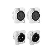 KIT 2 XLR Painel Macho RX3MD-NT + 2 XLR Painel Femea RX3FD-NT 3 Pinos Niquelados ROXTONE KIT 2 XLR Painel Macho RX3MD-NT + 2 XLR Painel Femea RX3FD-NT 3 Pinos Niquelados ROXTONE