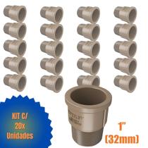 Kit 20 Adaptador Curto Soldável Roscável PVC Marrom Água Fria De 1" Polegadas 32 mm Fortlev