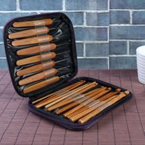 Kit 20 Agulhas Crochê Bambu Alumínio Com Estojo