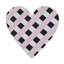 Kit 20 Aplique Coração Adesivado Xadrez Rosa 10x10 Mdf Madeira