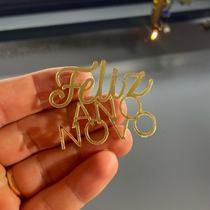 kit 20 Apliques em acrilico espelhado2mm tema: Feliz Natal 6cm (Brind543)