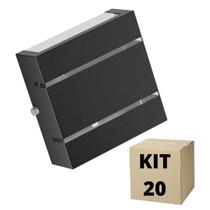 Kit 20 Arandelas Slim 2 Fachos Frisada Preta Policarbonato MD1022