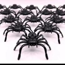 Kit 20 Aranhas Pretas Plástico Festas Brincadeiras
