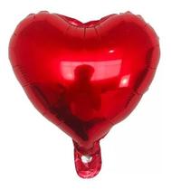 Kit 20 Balão Metalizado Coração Vermelho 10 Polegadas 20cm