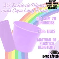 Kit 20 Balde Pipoca Copo Lilas Cinema Decoraçao Diversão