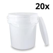 Kit 20 Baldes Plástico 5L Atóxico com Tampa Hermética e Alça para Armazenamento Alimentos Bebidas Kit 20 Baldes Plástico 5L Atóxico com Tampa Hermética e Alça para Armazenamento Alimentos Bebidas