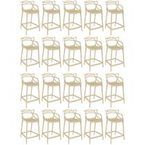 Kit 20 Banquetas Média Allegra 66cm Design Cozinha/Bancada - Nude