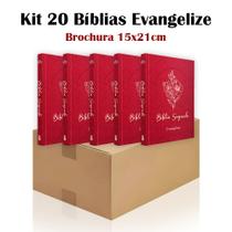 Kit 20 Bíblia Sagrada Brochura Bordô - Evangelização - Textos Coloridos Letra Média