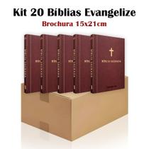 Kit 20 Bíblia Sagrada Brochura Marrom - Evangelização - Textos Coloridos Letra Média Kit 20 Bíblia Sagrada Brochura Marrom - Evangelização - Textos Coloridos Letra Média