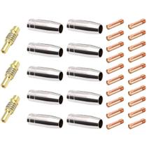 Kit - 20 Bicos de Contato M6X25 0,8 mm + 3 Porta Bico 15AK M6 + 10 Bocal 15 AK 12mm Kit - 20 Bicos de Contato M6X25 0,8 mm + 3 Porta Bico 15AK M6 + 10 Bocal 15 AK 12mm