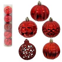 Kit 20 Bolas De Natal Mista Vermelha 6cm Decoração Árvore