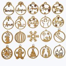 Kit 20 Bolas Decoração para Árvore de Natal em mdf 3mm aleatorias