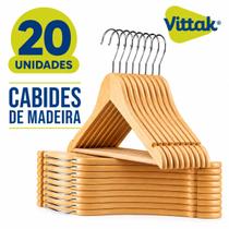 Kit 20 Cabide De Madeira Adulto Marfim Organizador Roupas Armário Gancho Giratório Vittak Kit 20 Cabide De Madeira Adulto Marfim Organizador Roupas Armário Gancho Giratório Vittak