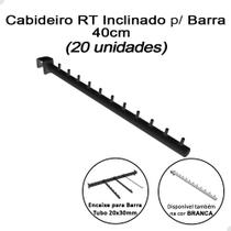 Kit 20 Cabideiro RT Inclinado 40cm Barra Régua 20x30mm Loja Preto