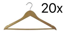 Kit 20 Cabides De Madeira Para Roupas Em Geral 45x23cm Luxo