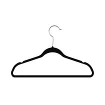 Kit 20 Cabides de Veludo Infantil Ultrafinos Antideslizante Slim Preto