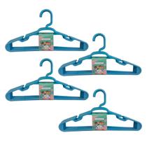 Kit 20 Cabides Infantil Azul Plástico Reforçado 28x14cm