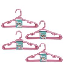Kit 20 Cabides Infantil Plástico Reforçado 28x14cm Rosa Trioplast