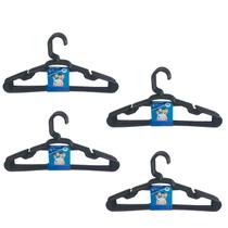 Kit 20 Cabides Infantil Preto Plástico Reforçado 28x14cm