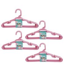 Kit 20 Cabides Infantil Rosa Plástico Reforçado 28x14cm