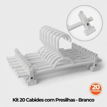 Kit 20 Cabides Para Saia E Shorts Com Presilha Plastico Reforçado - BRANCO Kit 20 Cabides Para Saia E Shorts Com Presilha Plastico Reforçado - BRANCO