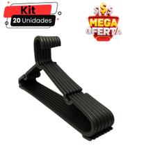 Kit 20 Cabides Preto Reforçado Adulto Linha Premium