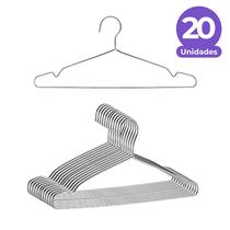Kit 20 Cabides Tintureiro de Metal Cromado Adulto - 40cm