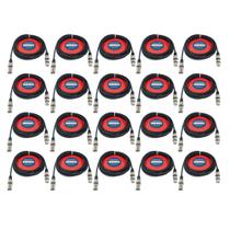 Kit 20 Cabos Microfone/dmx - Xlr/canon Balanceado 5 Metros