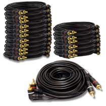 Kit 20 Cabos Rca 5 Metros Som Automotivo Modulo Amplificador