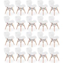 Kit 20 Cadeiras De Jantar Charles Eames Slim Wood Estofada - Branco Kit 20 Cadeiras De Jantar Charles Eames Slim Wood Estofada - Branco