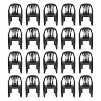 Kit 20 Cadeiras Poltrona Plástica Empilhavel Reforçada 182kg Mor