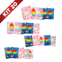 Kit 20 CADERNO 80 FOLHAS ESPIRAL CAPA ESTAMPA POP IT ADULTO INFANTIL ANTI ESTRESSE TERAPÊUTICO ESCOLA