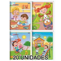 Kit 20 Cadernos Brochurão 60 Folhas Capa Flexível Estampas Caderno 1/4 Materiais Escolares 152929-20