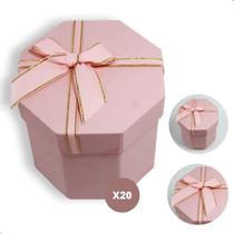 Kit 20 Caixa de Presente Hexagono Papel Rigida com Laco (bra-2-53)